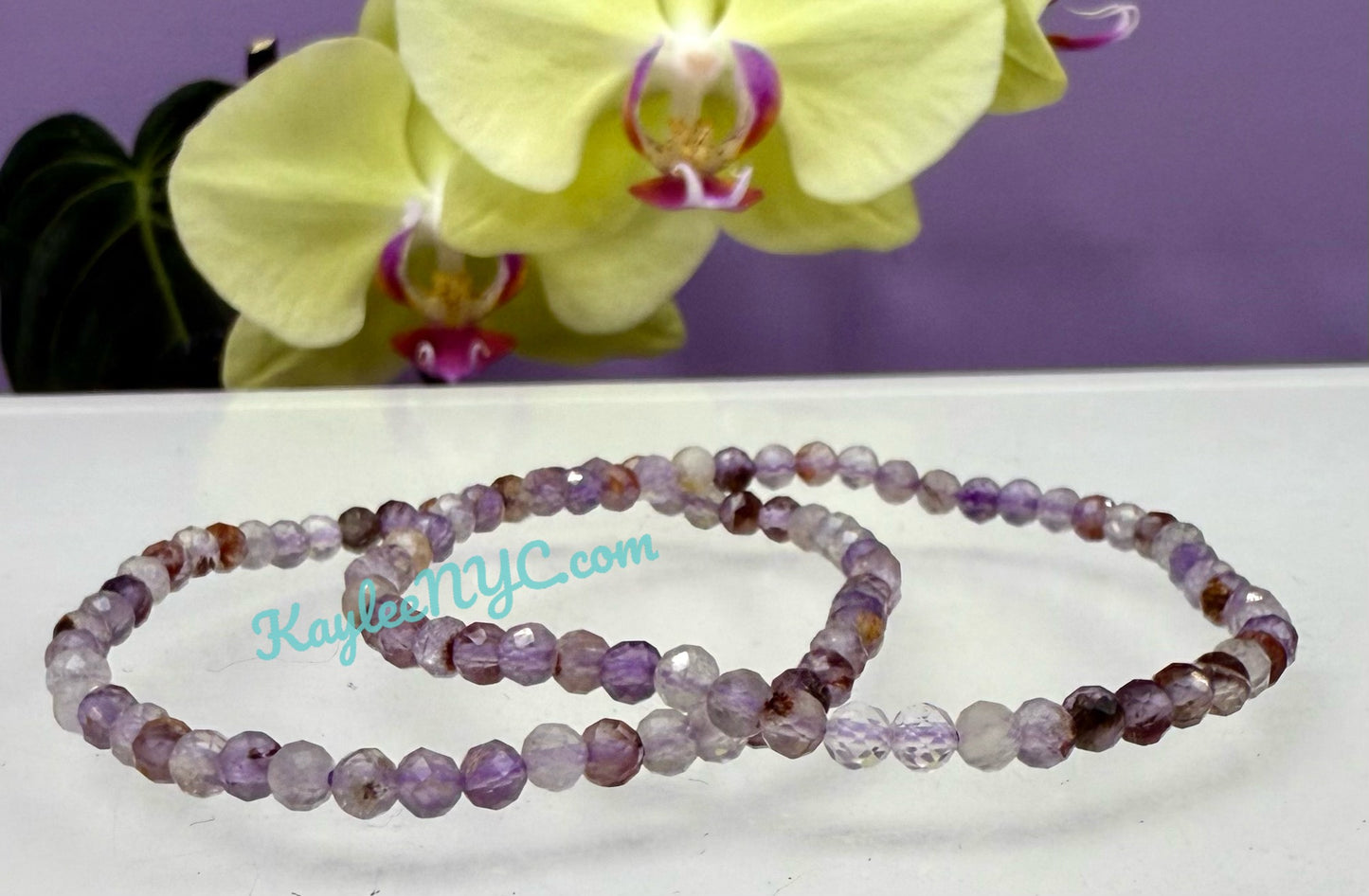 Wholesale Lot 6 Pcs Natural Faceted Super Seven 4mm 7.5” Crystal Healing Stretch Bracelet