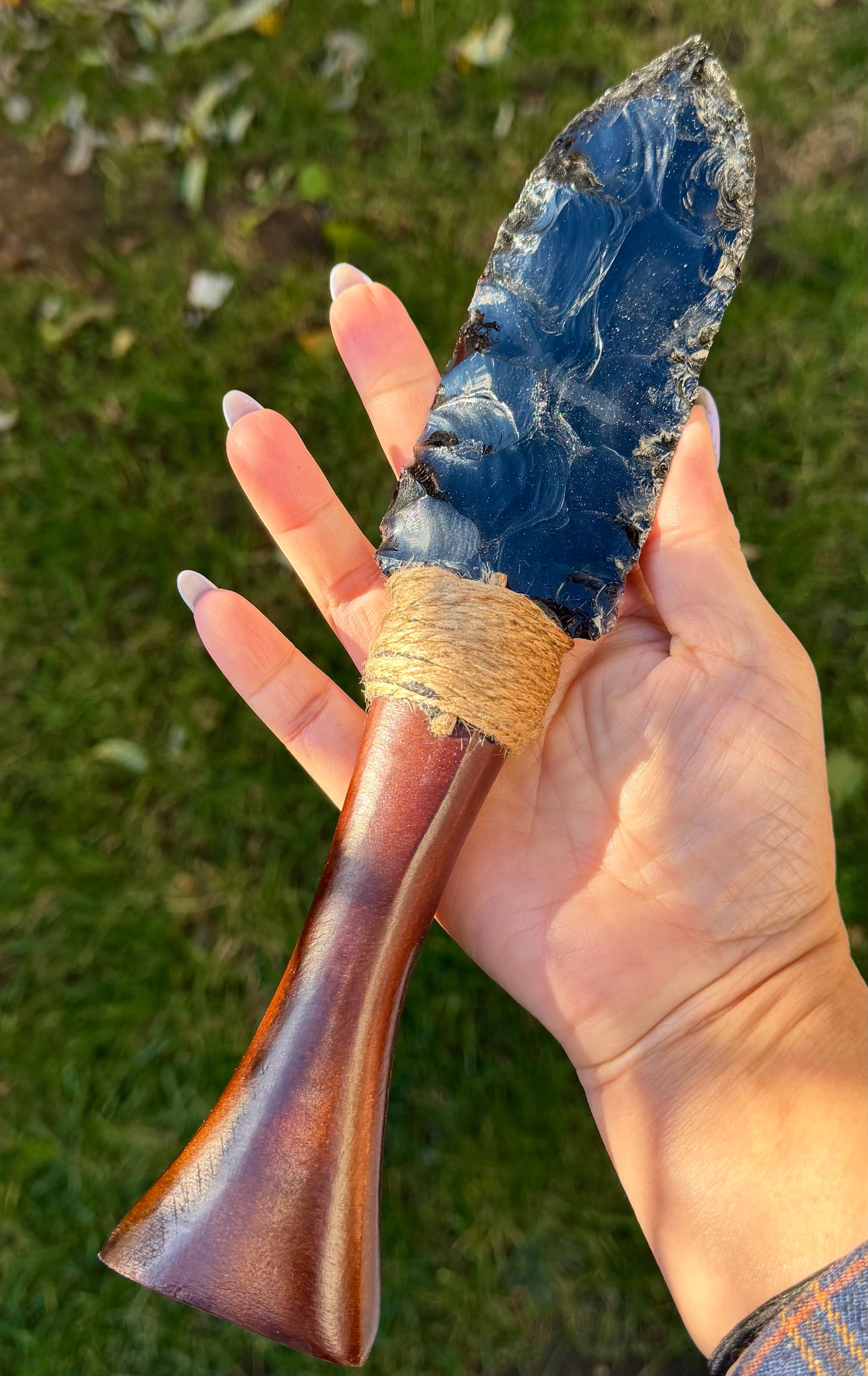 2 pcs Natural Obsidian Dagger & Knife Crystal Healing Energy