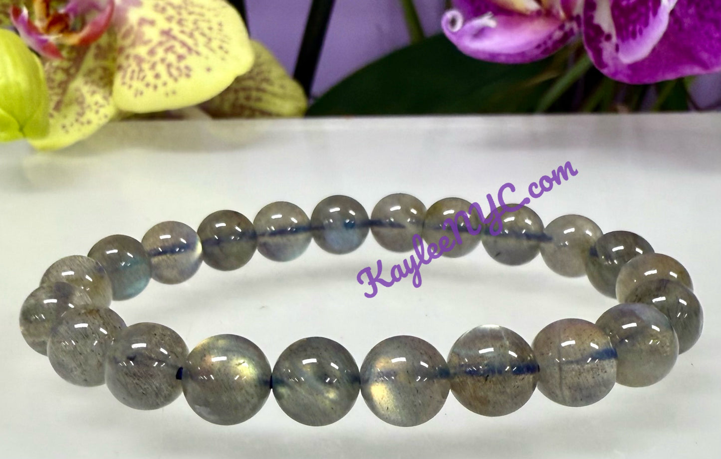 Wholesale 6 Pcs Natural Labradorite Stretch Bracelet 7.5” Healing Energy Crystals 8-8.5mm