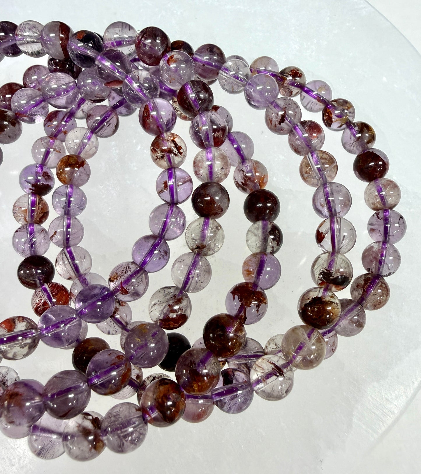 Wholesale 6 Pcs Natural Super Seven 6mm 7.5” Crystal Healing Stretch Bracelet