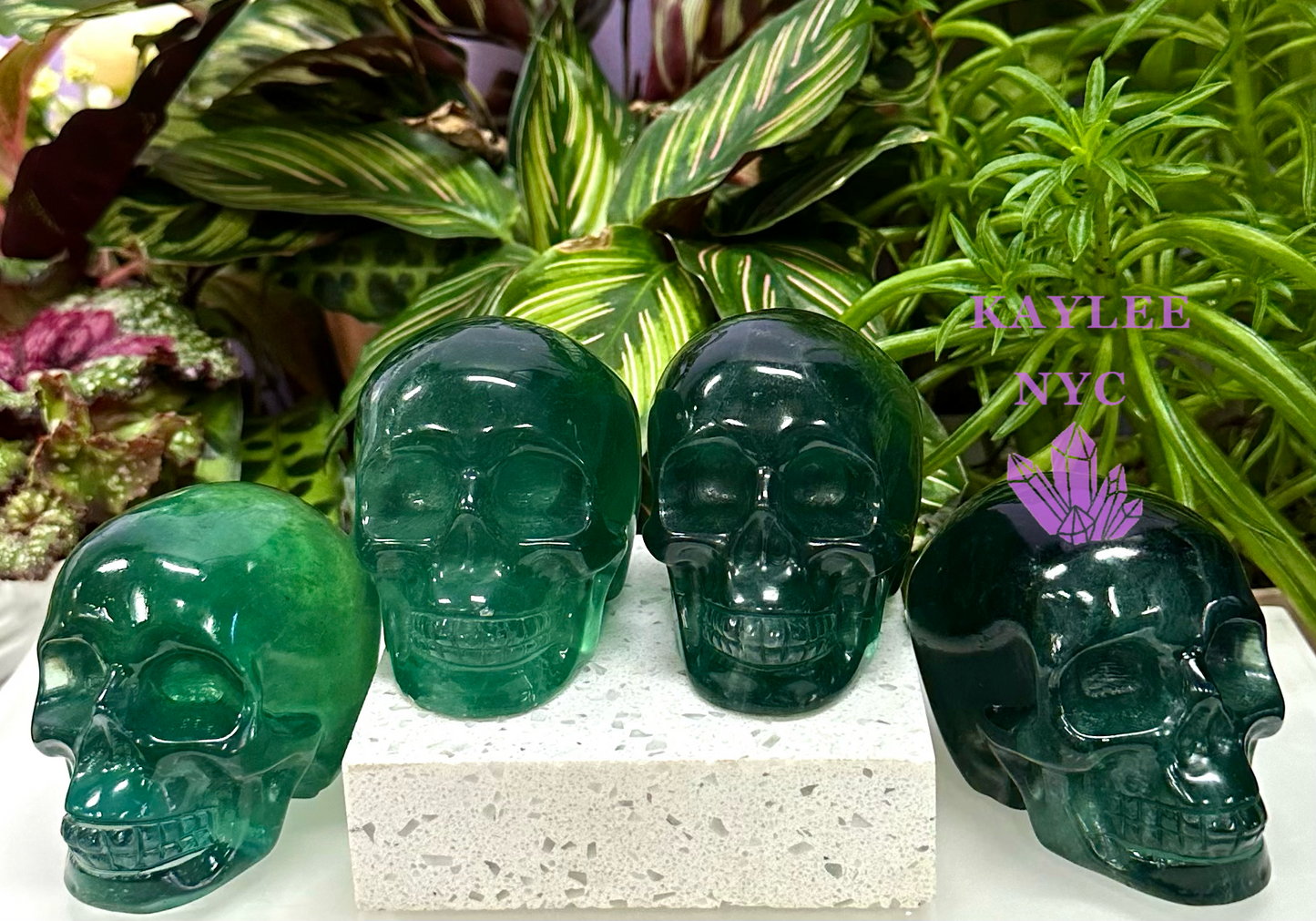 4 PCs Natural Fluorite Crystal Skull