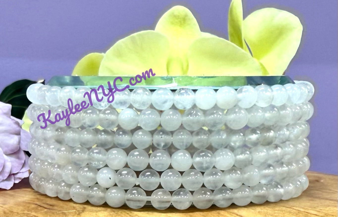 Wholesale Lot 6 Pcs Natural Moonstone 4mm 7.5” Crystal Healing Stretch Bracelet