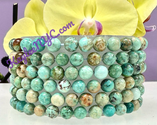 Wholesale 6 Pcs Natural Turquoise 6mm 7.5” Crystal Healing Stretch Bracelet