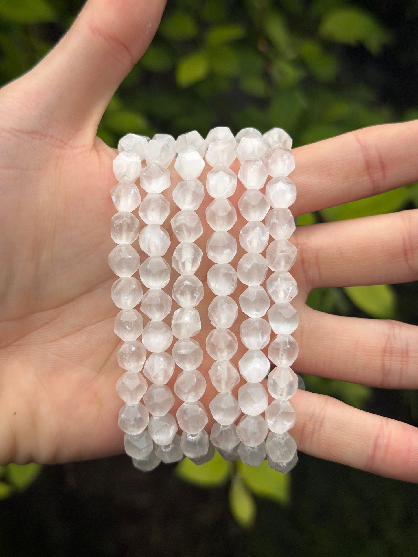 Wholesale 6 Pcs 8mm Faceted Selenite Natural Crystal Stretch Bracelet 7.5"