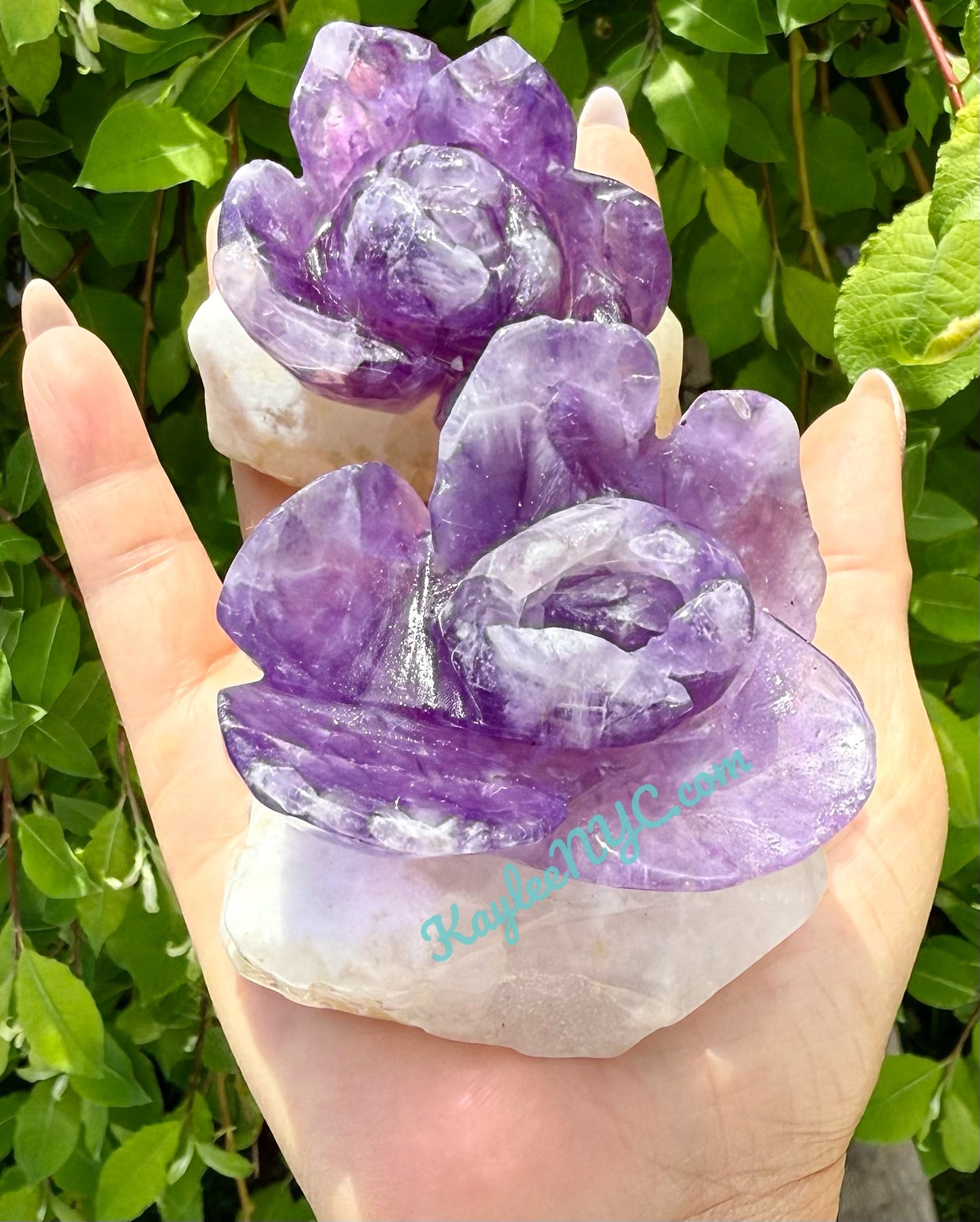 3-4 PCs Natural Amethyst Flowers Carving Crystals Healing Energy