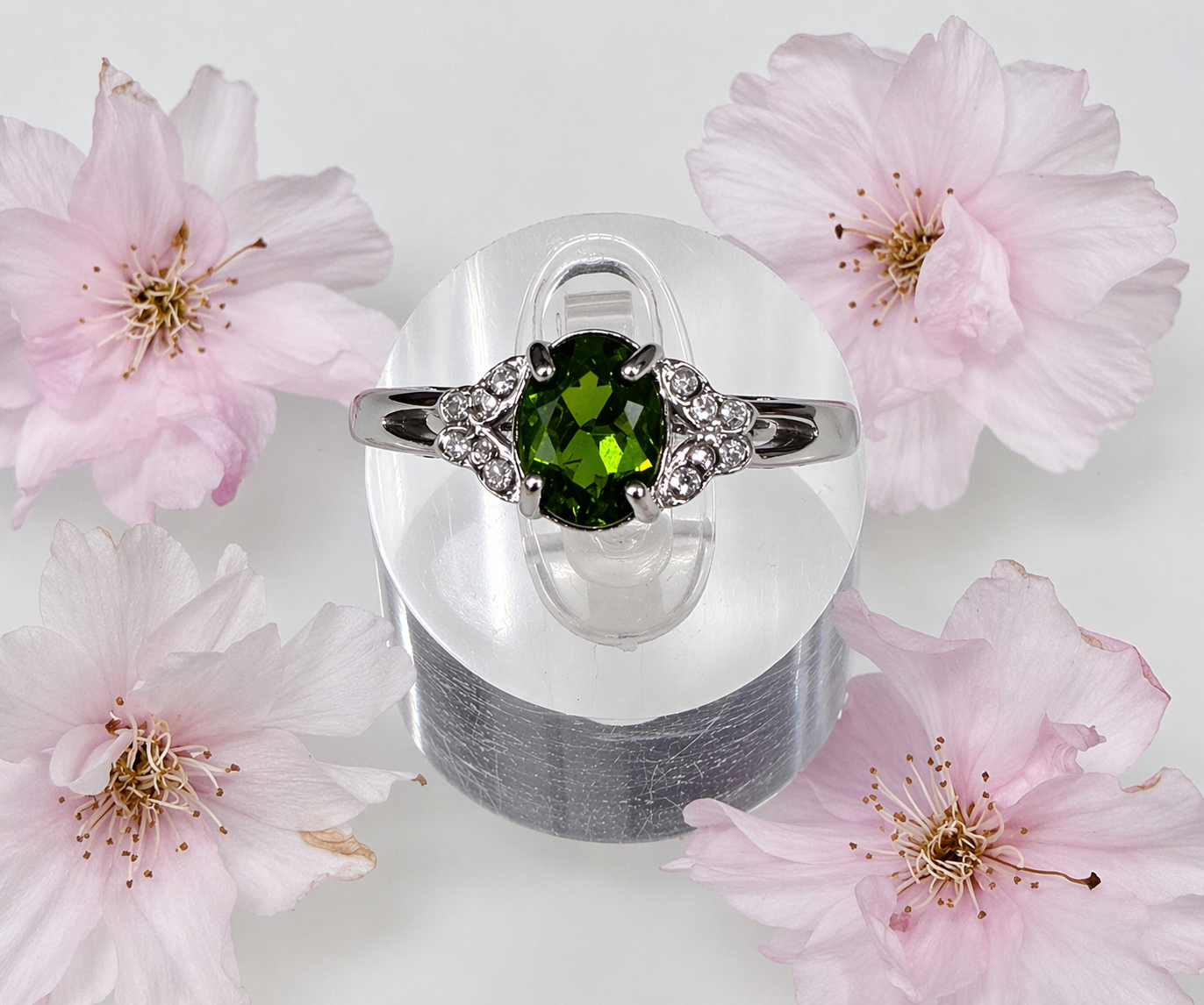 7 pcs Natural Diopside Stainless Steel Ring Crystal Healing Energy