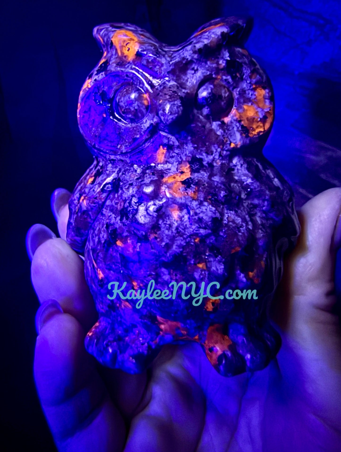 Wholesale Lot 4 pcs Natural Black Obsidian Yooperlite aka Emberlite Owls Crystals Healing Energy