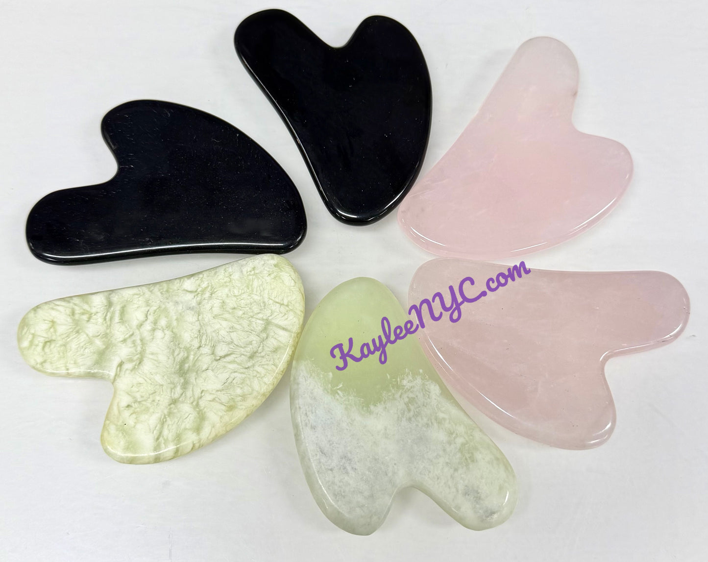 6 pcs Natural Crystal Gua Sha Facial Massage Heart
