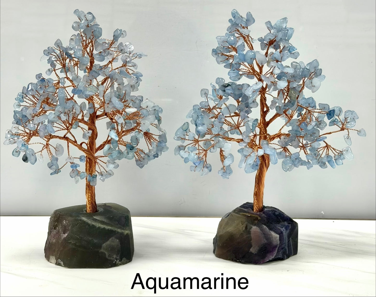 Wholesale Lot 5 Pcs Natural Crystal Tree with Fluorite Crystal Base Copper Wire