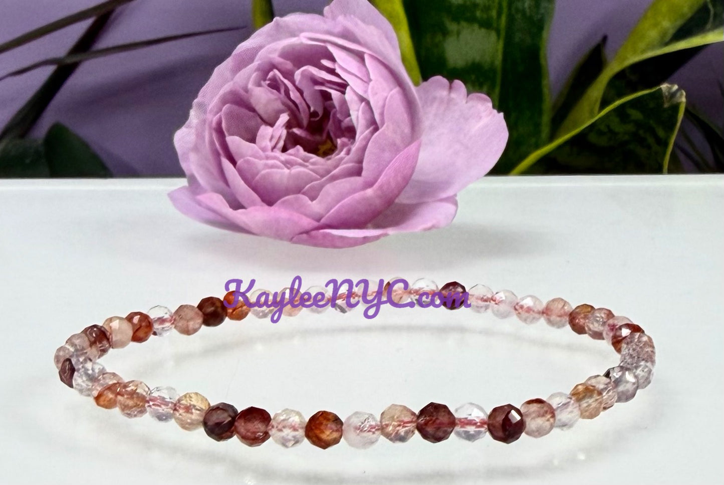 Wholesale Lot 6 Pcs Natural Faceted Hematoid Fire Quartz 4mm 7.5” Crystal Healing Stretch Bracelet