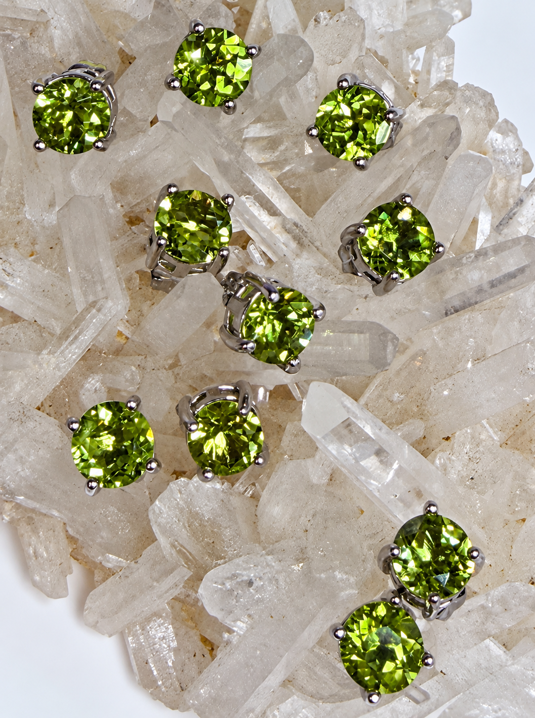 Wholesale Lot 5 Pairs Natural Peridot Sterling Silver(925) Earring Studs 6mm