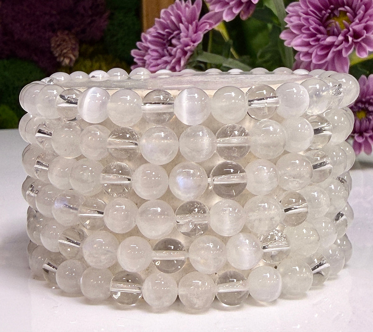 Wholesale Lot 6 Pcs Mixed Natural White Crystals 6mm7.5” Crystal Healing Stretch Bracelet