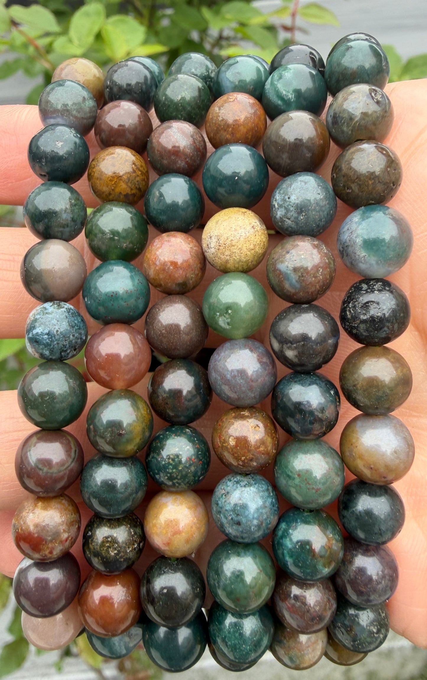 Wholesale 6 Pcs Natural Indian Moss Agate 8mm 7.5” Crystal Healing Stretch Bracelet