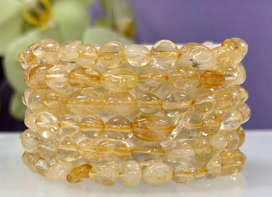 Wholesale 6 Pcs Citrine tumble Stretch Bracelet Crystal Healing Energy 6x8mm 7.5”