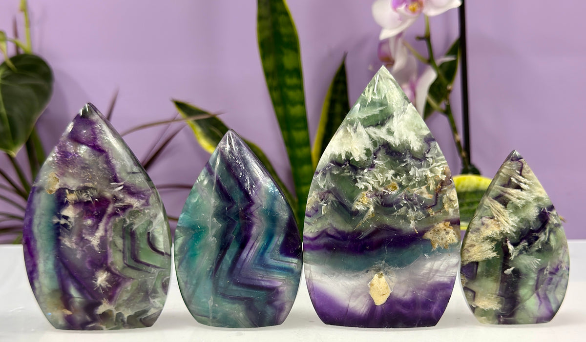 Wholesale Lot 4 pcs Natural Rainbow Fluorite Freeform Crystal Healing Energy 1.9-2lbs