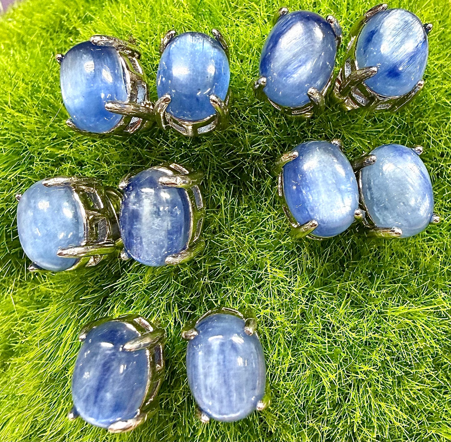 Wholesale Lot 5 Pairs Natural Blue Kyanite Sterling Silver(925) Earring Studs 6x8mm