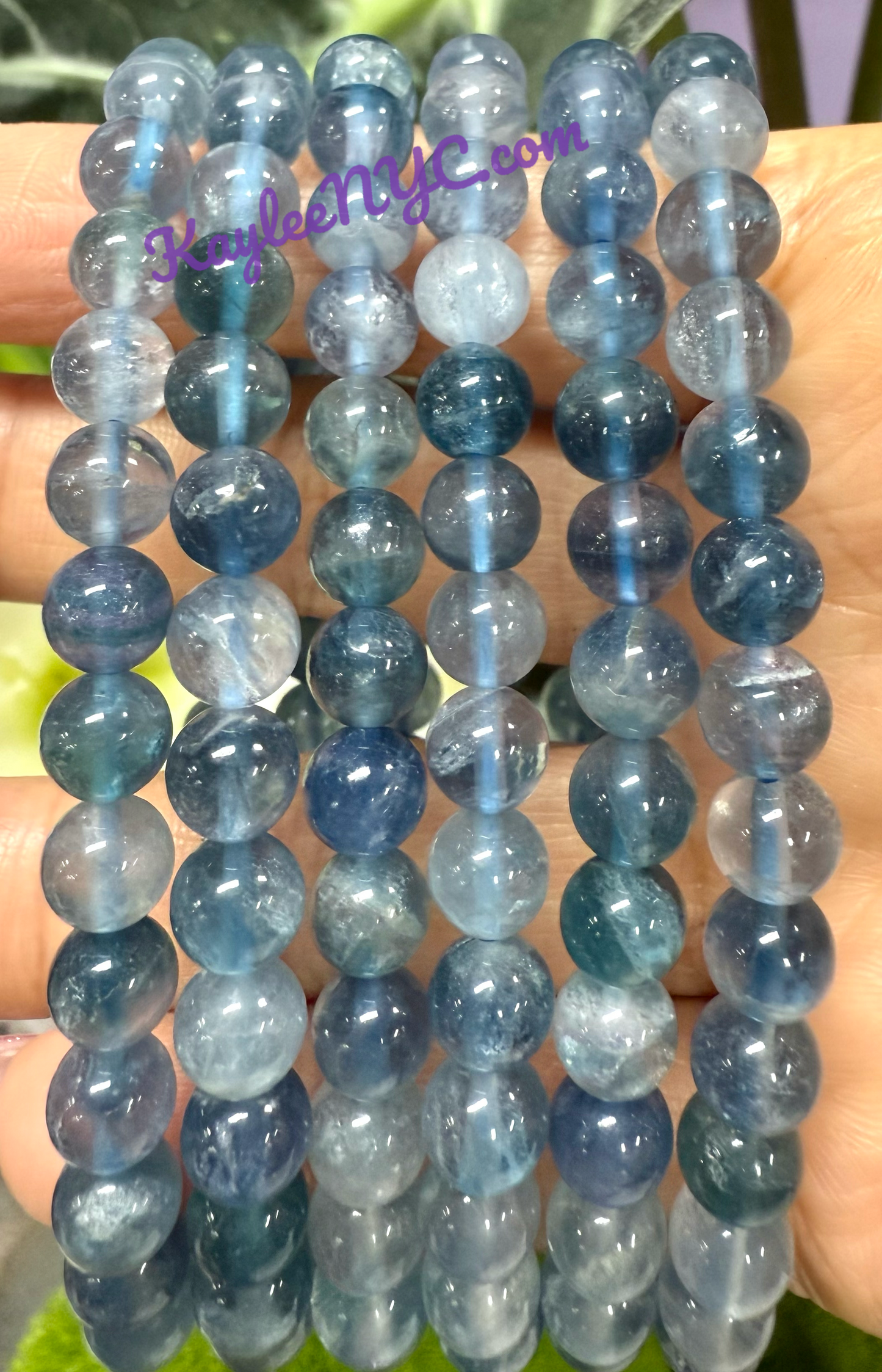 Wholesale 6 Pcs Natural Blue Fluorite 6mm 7.5” Crystal Healing Stretch Bracelet