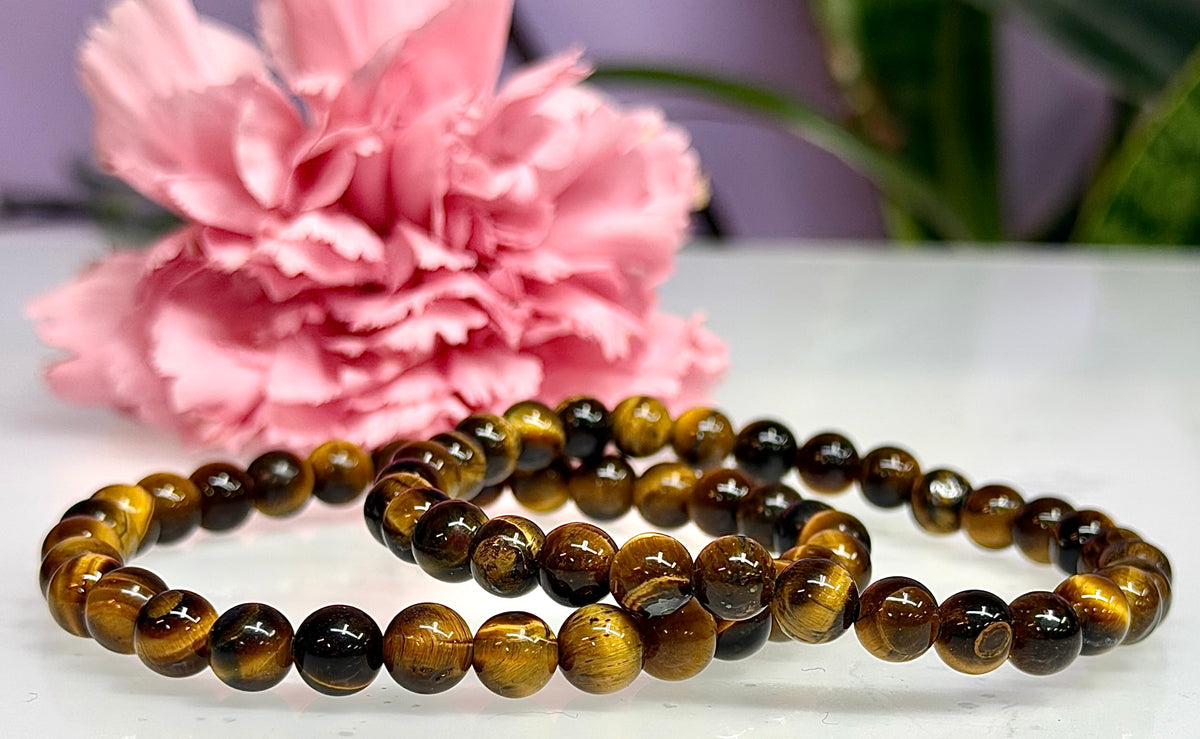 Wholesale Lot 6 Pcs tigers eye 6mm 7.5” Crystal Healing Stretch Bracelet