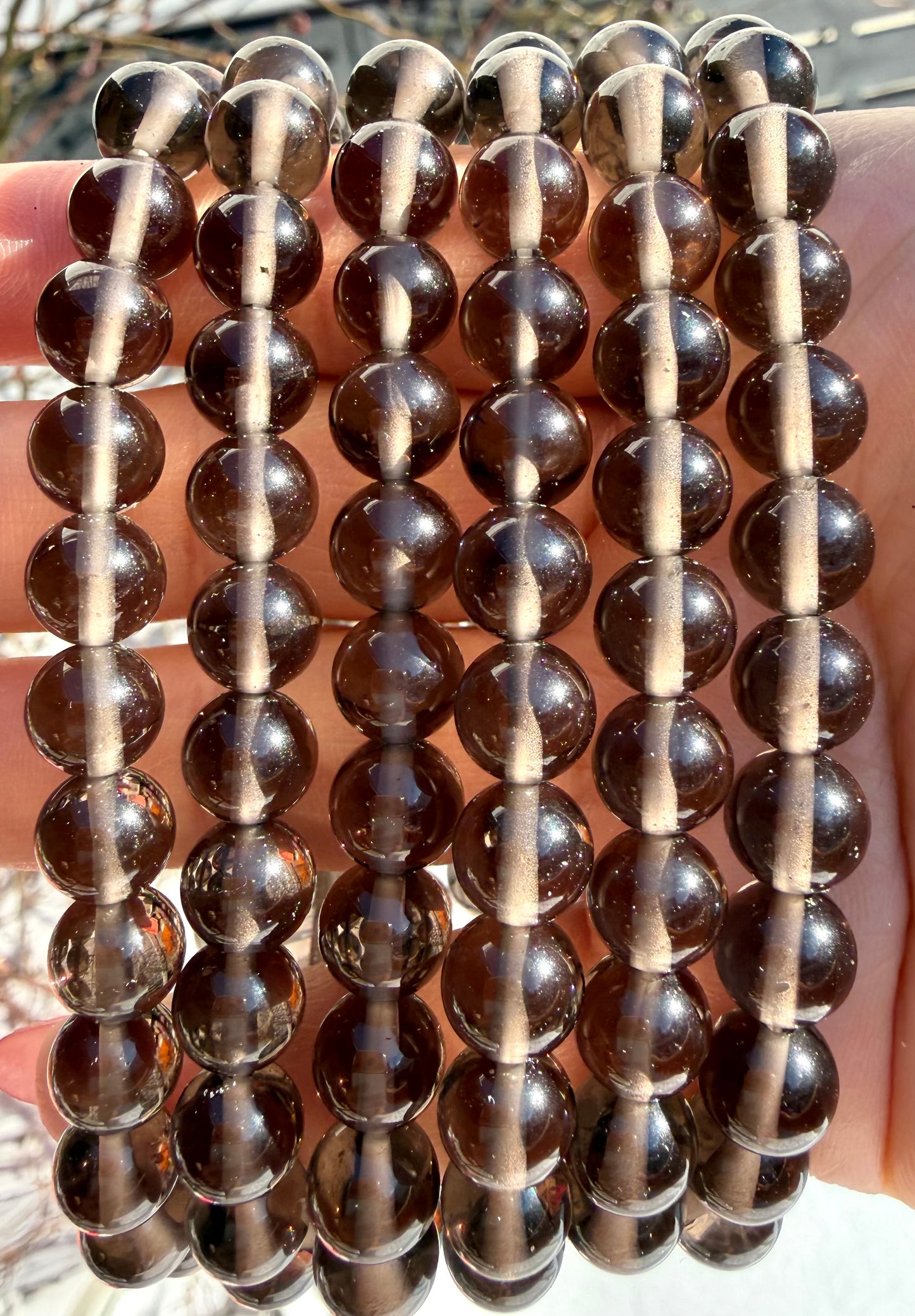 Wholesale Lot 6 Pcs Natural Ice Obsidian 8mm 7.5” Stretch Bracelet