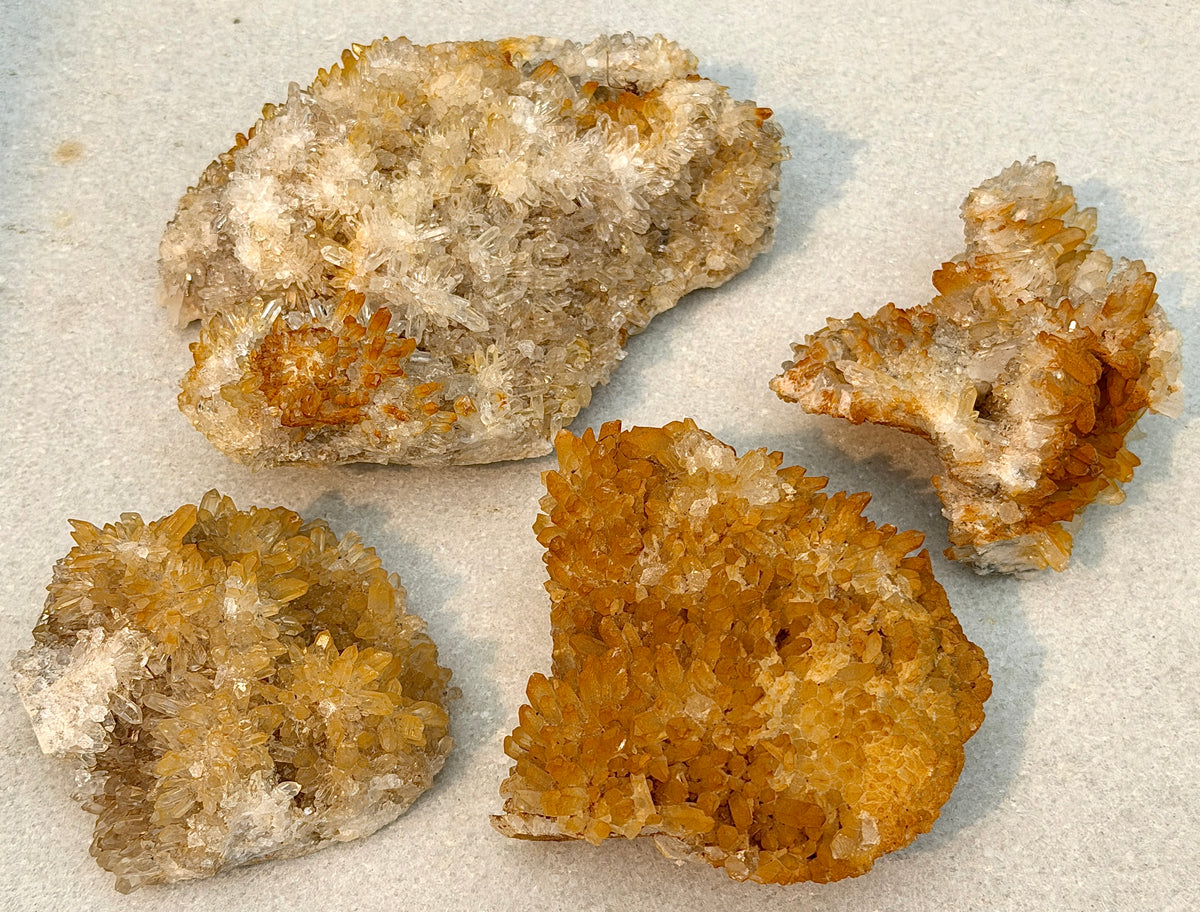 2 lbs Natural Yellow Chrysanthemum Quartz Cluster Crystal