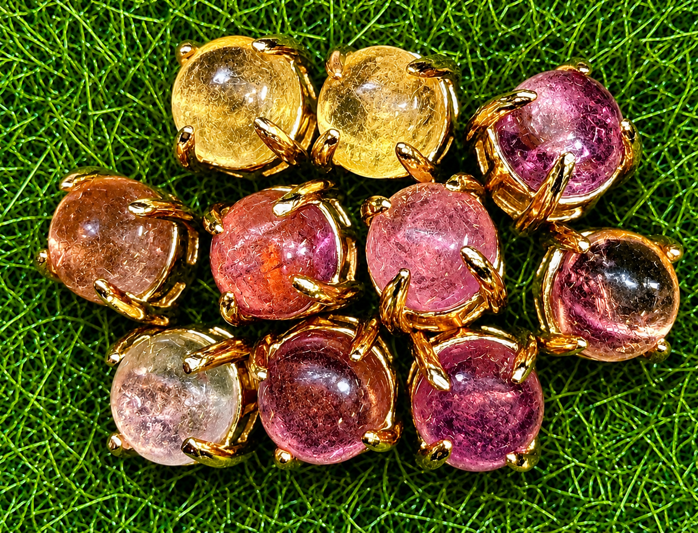 Wholesale Lot 5 Pairs Natural Watermelon Tourmaline Earring Stud w gold filled 6mm