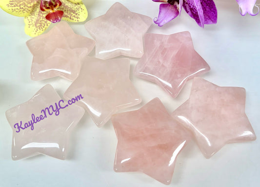 Wholesale Lot 7 pcs Natural Rose Quartz Stars Crystals Healing Energy