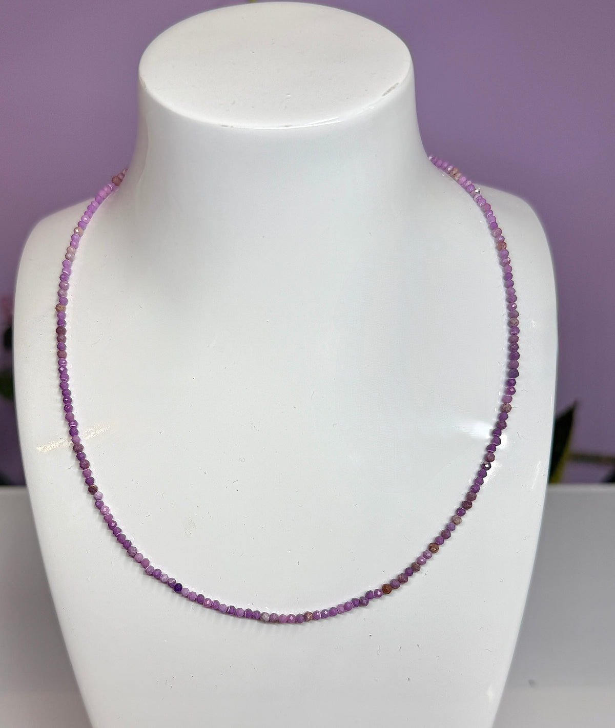 Wholesale 6 PCs 2mm Faceted Phosphosiderite Necklaces with Stainless Steel Findings