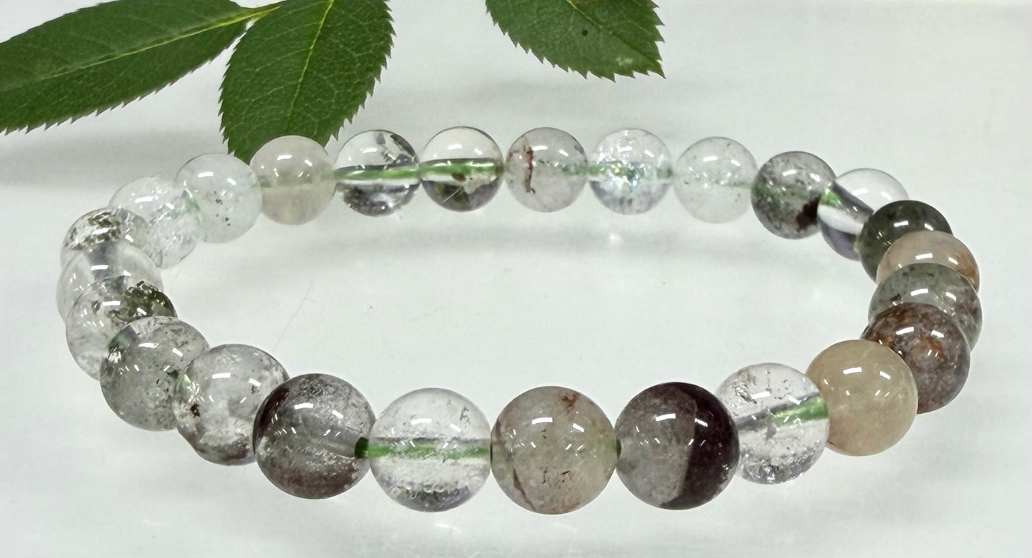 Wholesale Lot 6 Pcs Natural Garden Quartz Lodalite 8mm 7.5” Stretch Bracelet