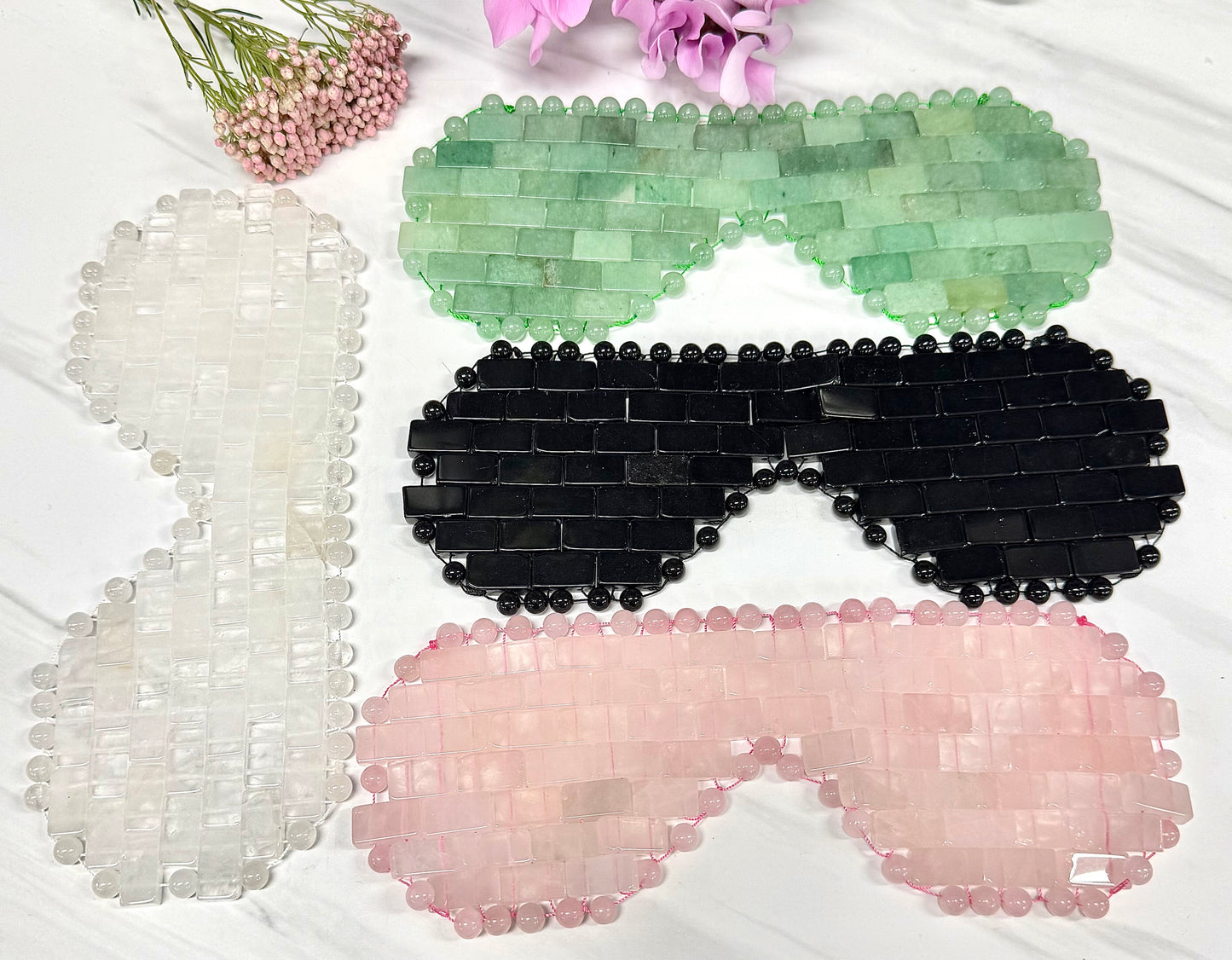 4 PCs Mixed Natural Crystals Eye Mask Healing Energy