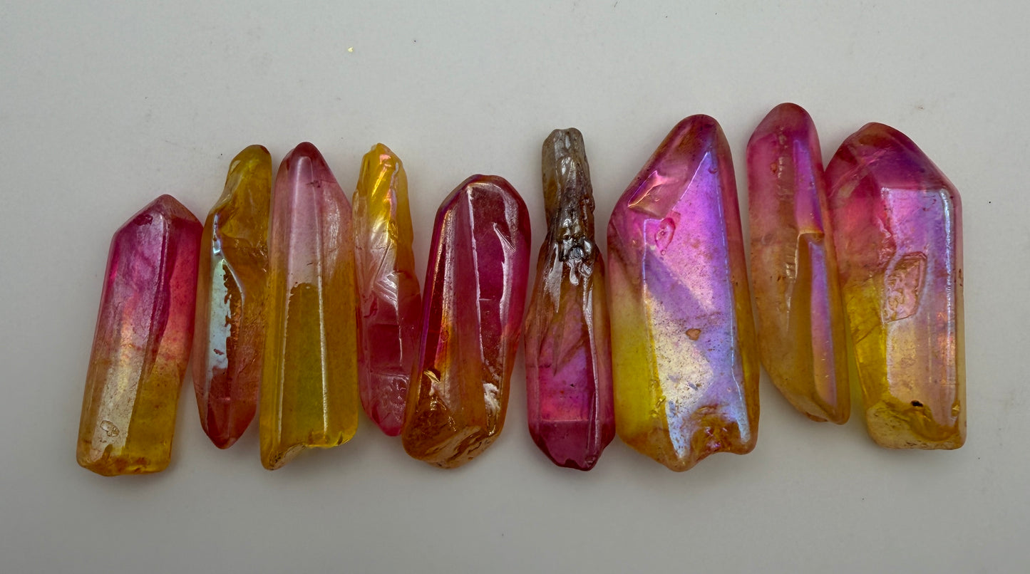 Wholesale Lot 1 Lb Rainbow Aura Quartz Wand Tumble Crystal Nice Quality