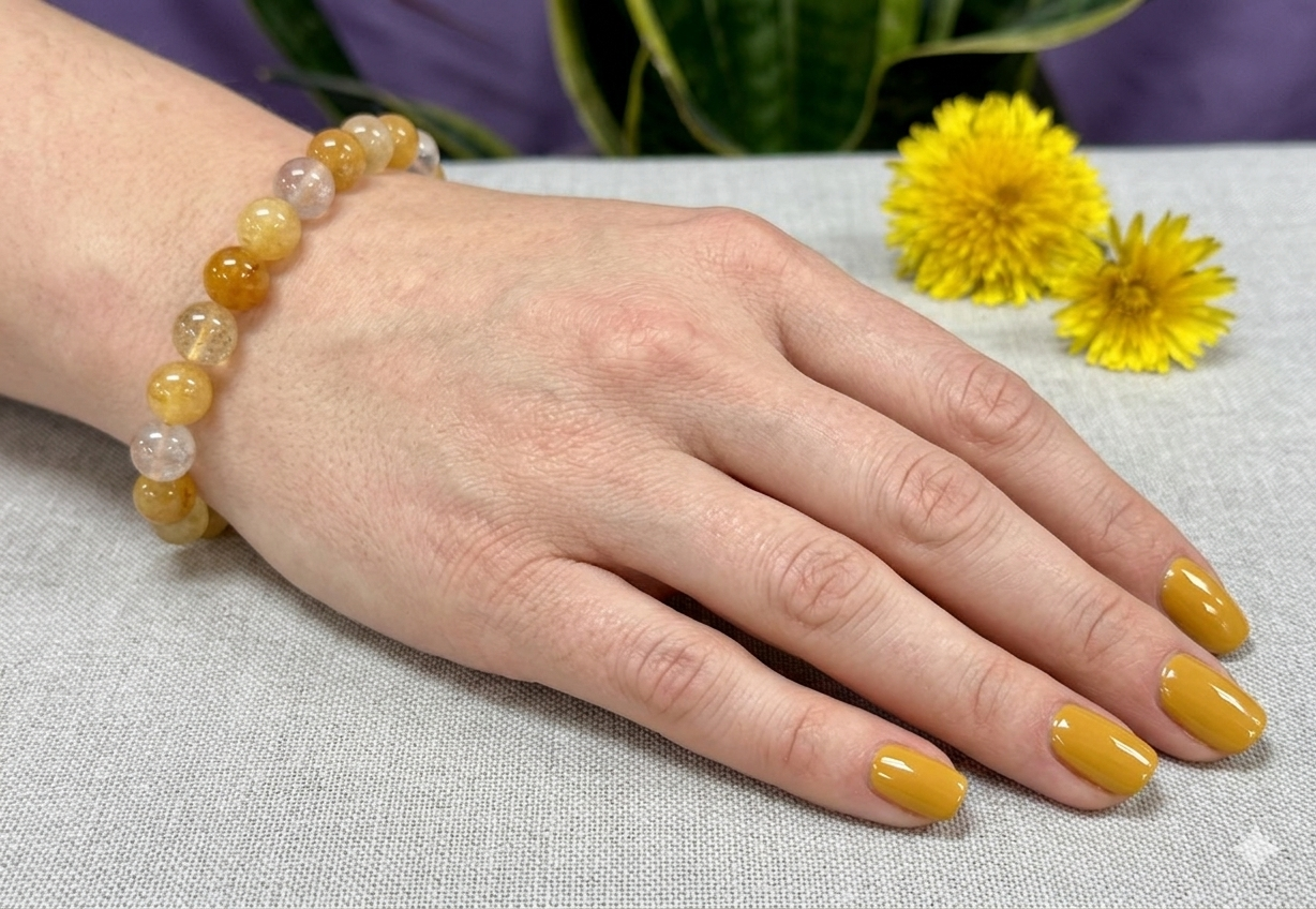 Wholesale Lot 6 Pcs Natural Golden Healer 8mm 7.5” Crystal Healing Stretch Bracelet