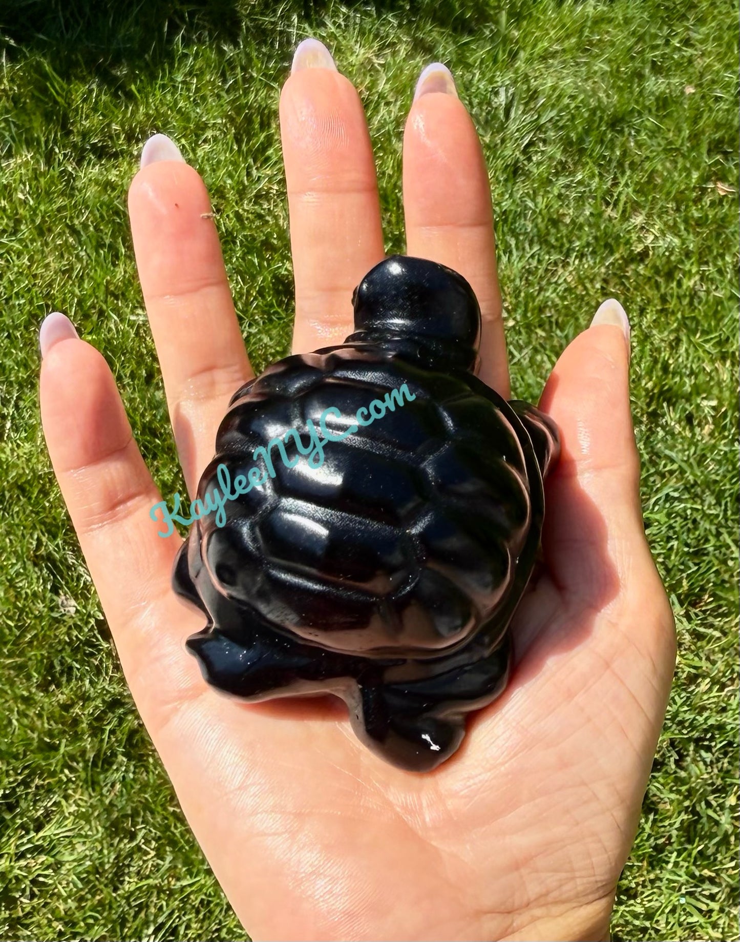 Wholesale Lot 4 pcs 8.5cm Natural Black Obsidian Yooperlite aka Emberlite Turtles Crystals Healing Energy