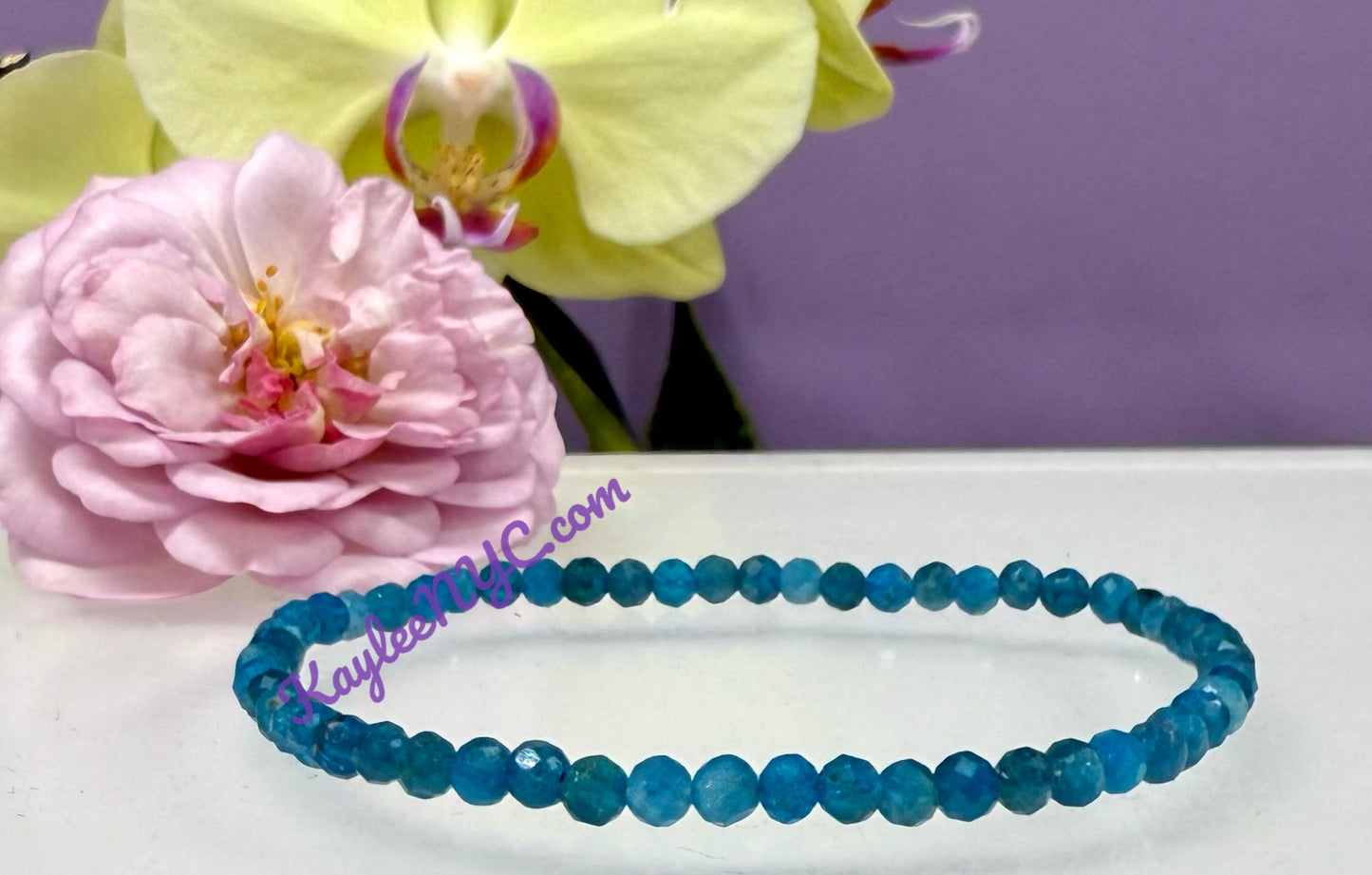 Wholesale Lot 6 Pcs Natural Faceted Apatite 4mm 7.5” Crystal Healing Stretch Bracelet