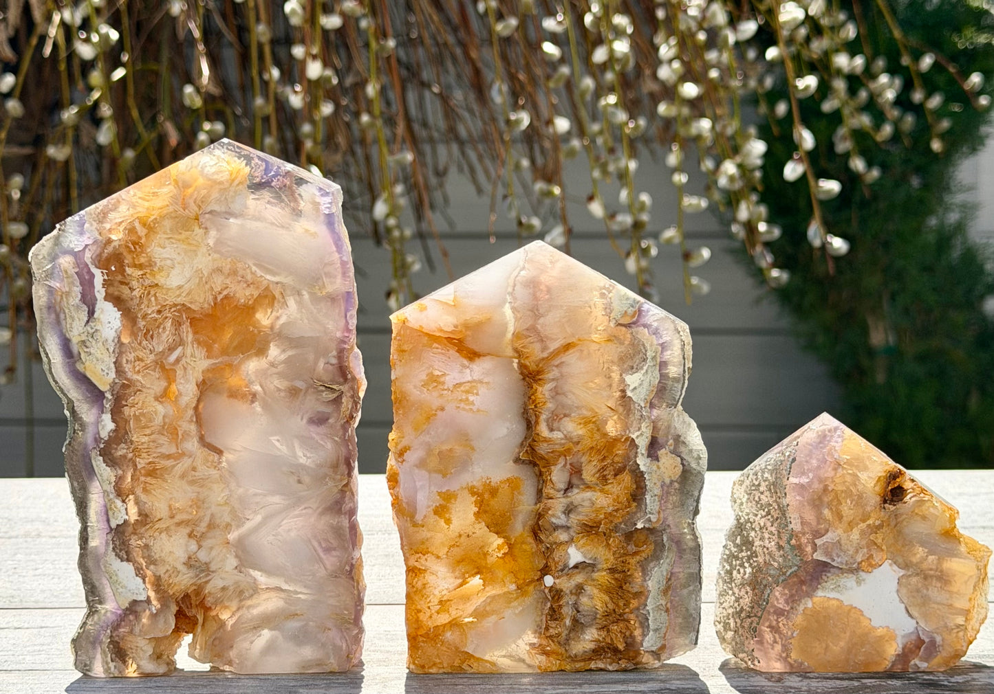 Wholesale Lot 3-4 pcs Feather Fluorite Slab Tower Natural Crystal Energy
