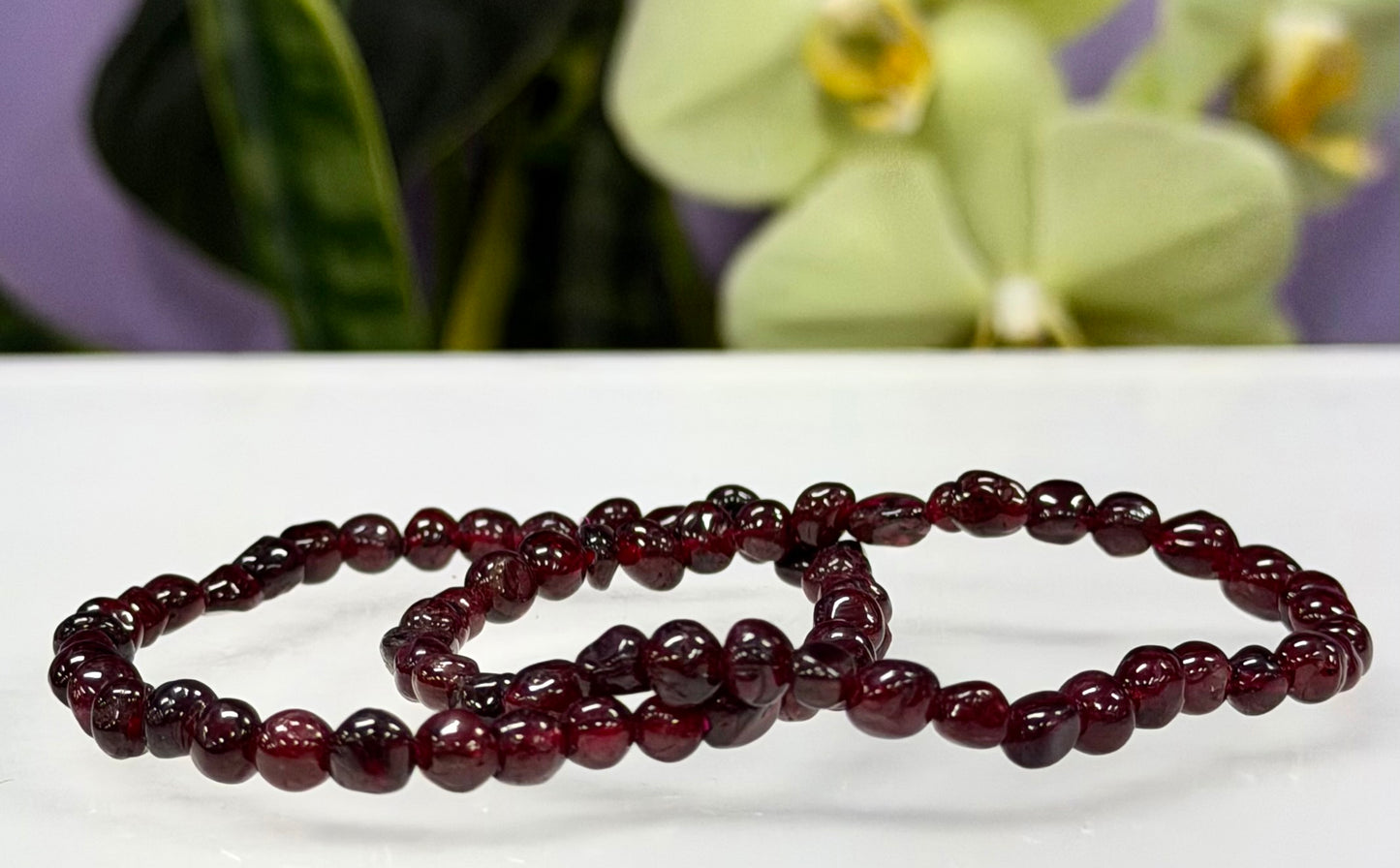 Wholesale 6 Pcs 5mm Natural Garnet 7” Crystal Healing Stretch Bracelet