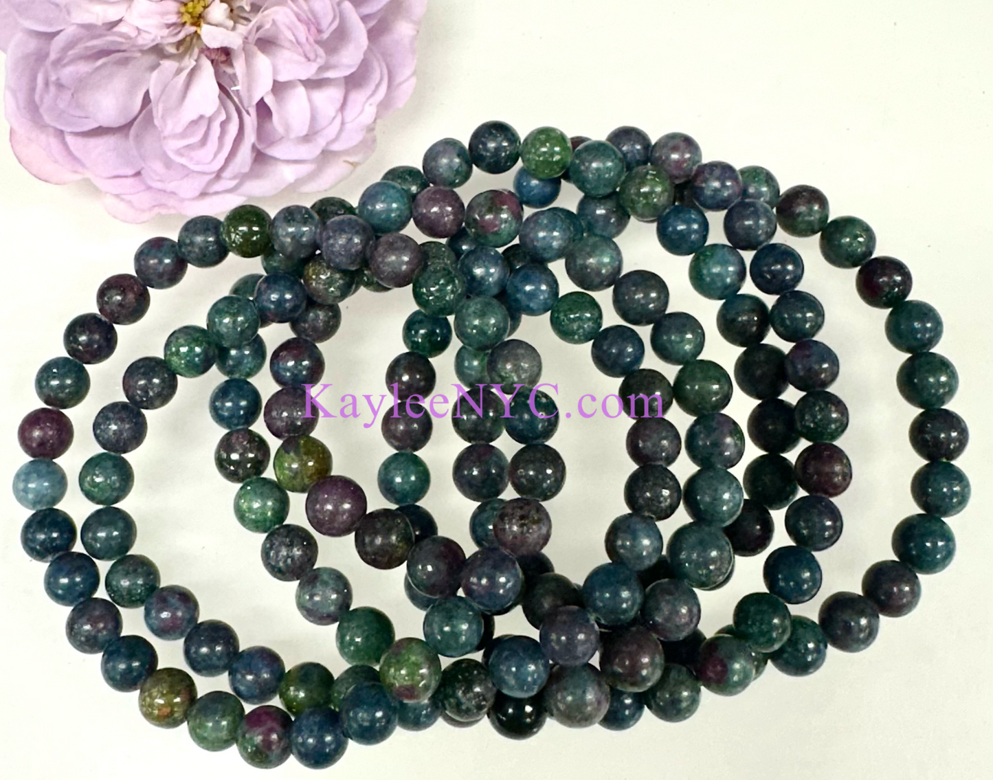 6 PCs Natural Ruby Kyanite ~7mm 7.5” Stretch Bracelet