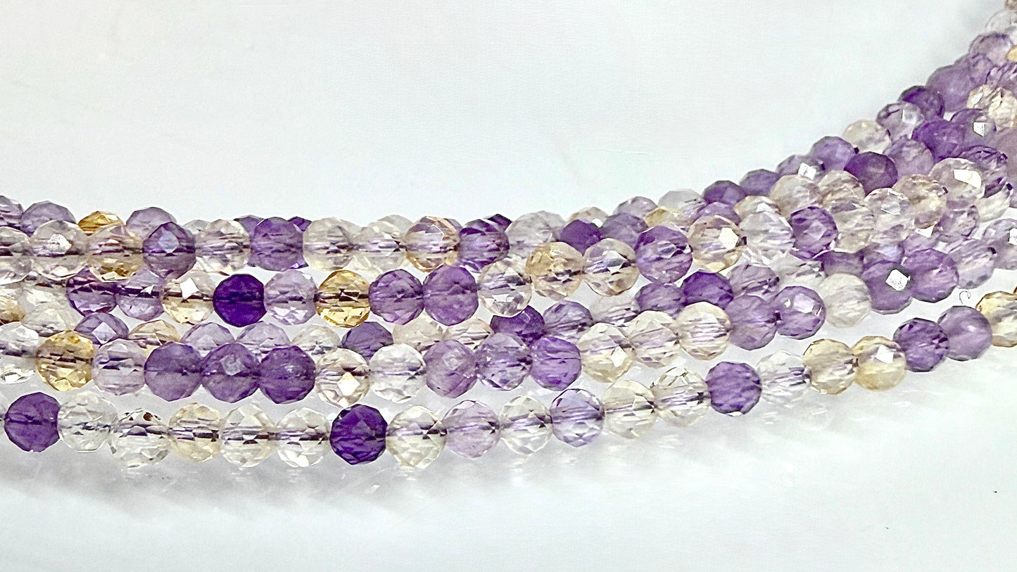 6 PCs 2mm Faceted Natural Ametrine Necklace Stainless Steel Finding
