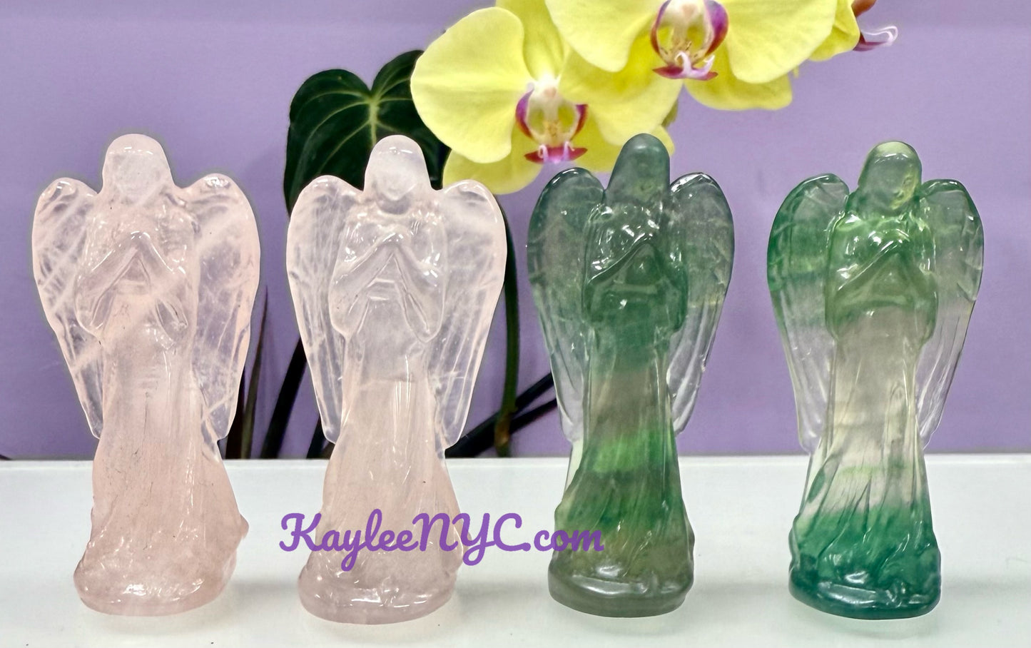 Wholesale Lot 4 PCs Natural Rose Quartz and Fluorite Angels Healing Energy