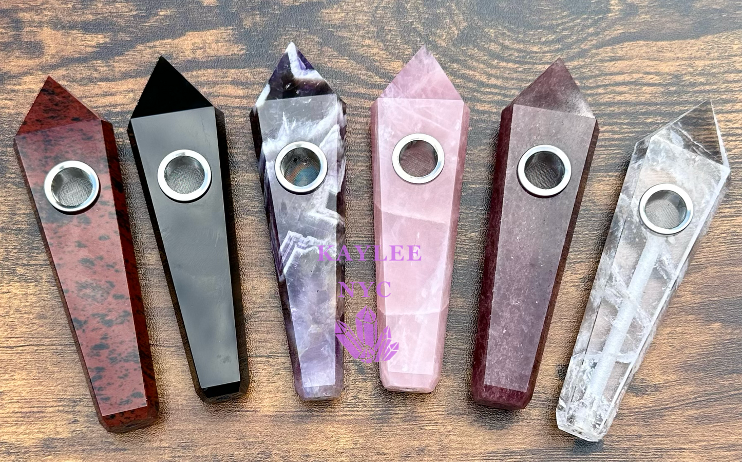 6 PCs Natural Mix Crystal Pipe