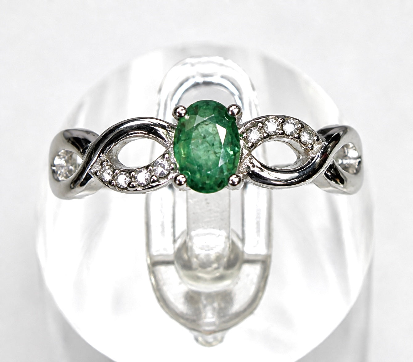 Wholesale Lot 7 pcs Natural Emerald Stainless Steel Ring 4x6mm