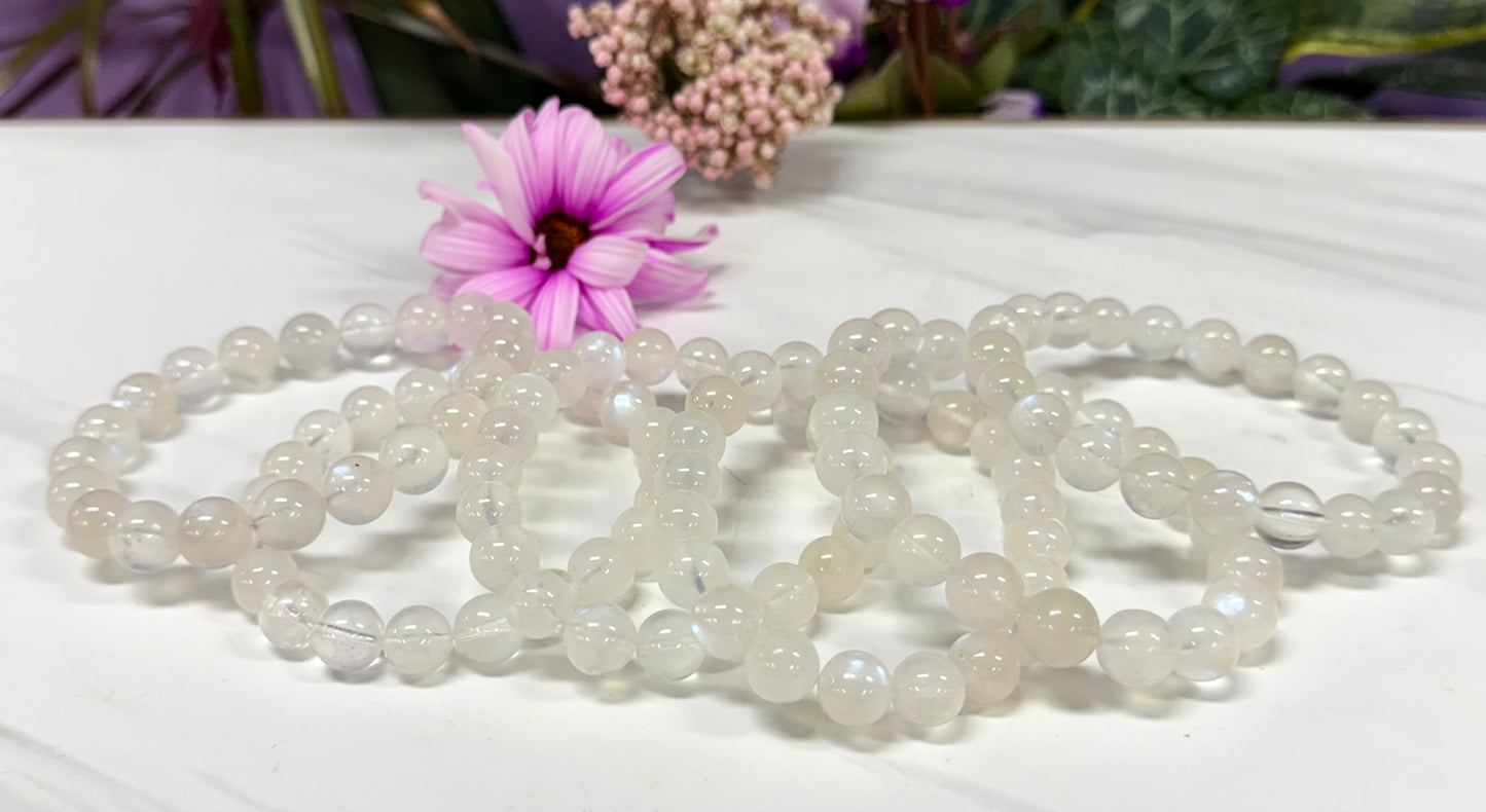 Wholesale Lot 6 Pcs Natural Moonstone 10mm 8” Natural Stretch Bracelet