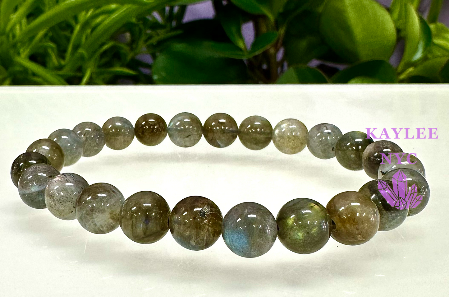 Wholesale 6 Pcs Natural Labradorite 8mm 7.5” Crystal Healing Stretch Bracelet
