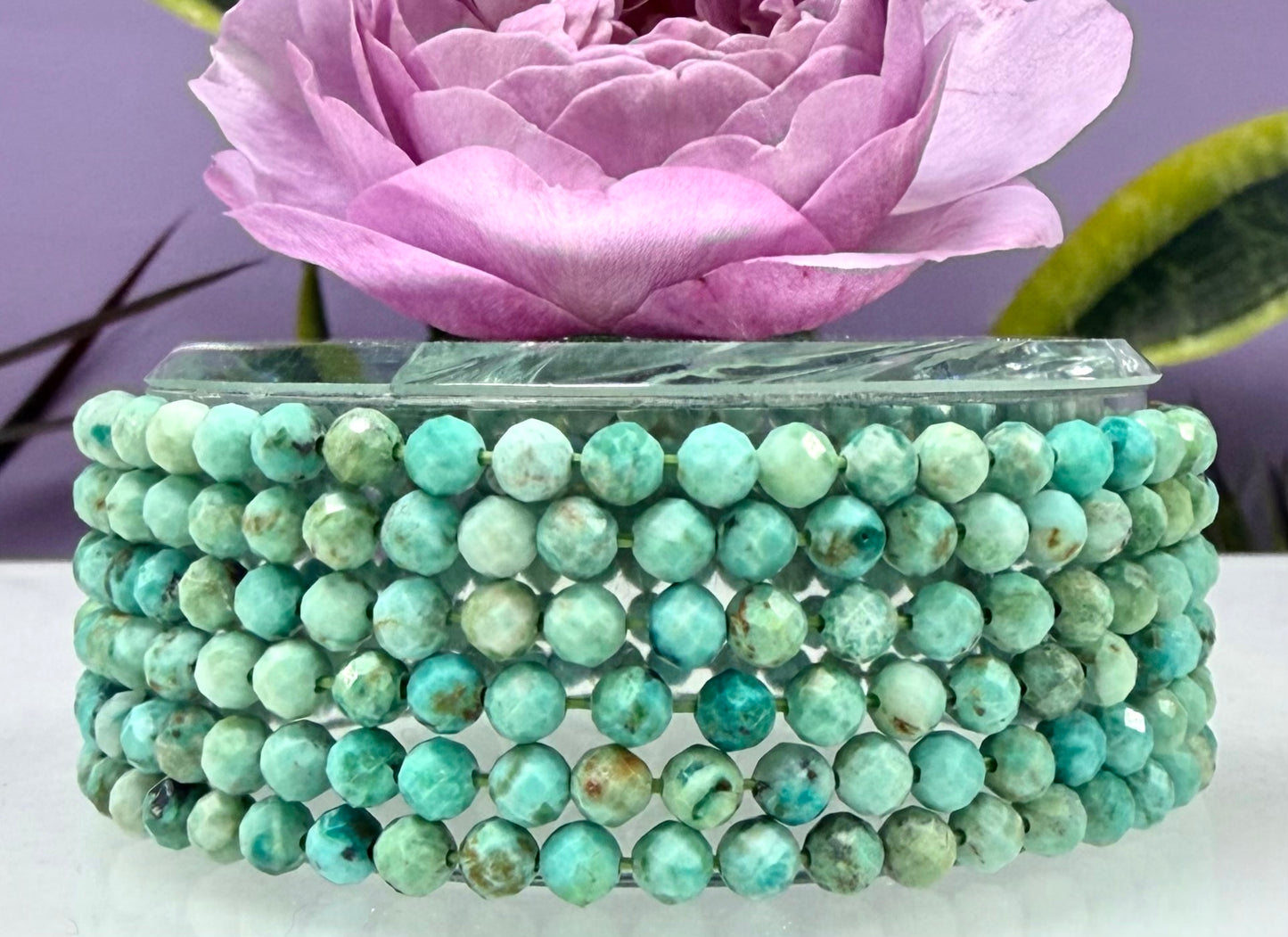 Wholesale Lot 6 Pcs Natural Faceted Turquoise 4mm 7.5” Crystal Healing Stretch Bracelet