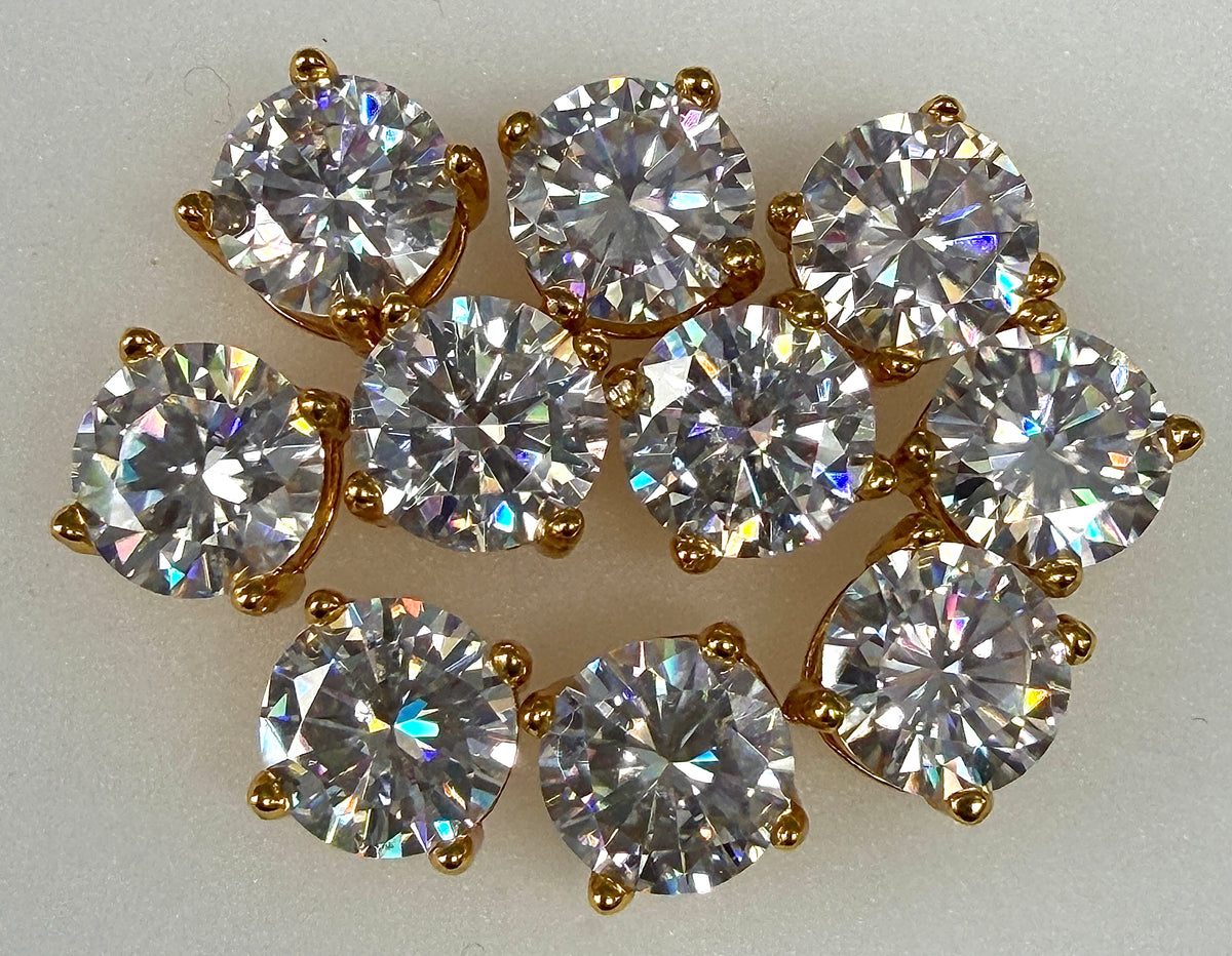 Wholesale Lot 5 Pairs Natural Moissanite Earring Stud 6.5mm