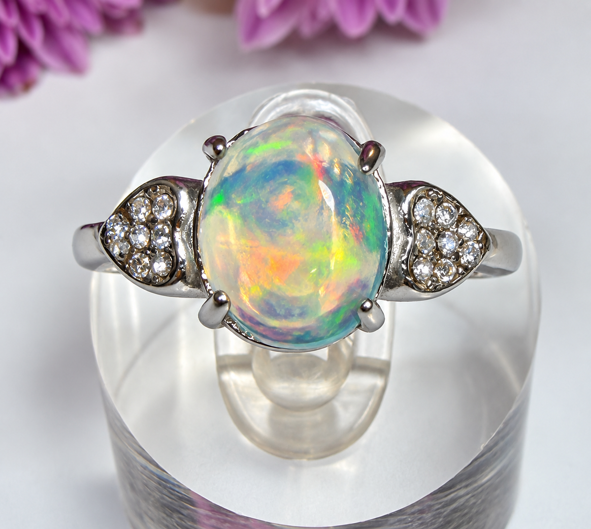 Wholesale Lot 7 pcs Natural Opal Stainless Steel Ring 8x10mm
