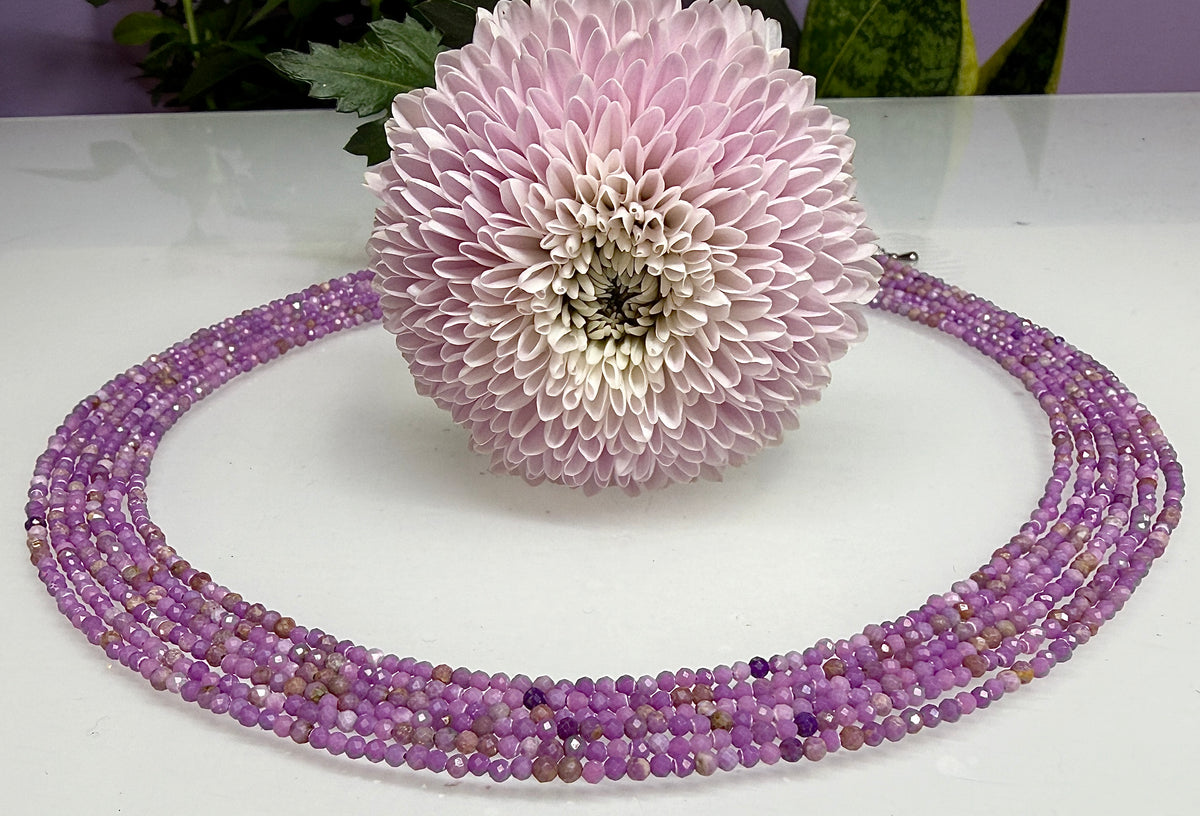 Wholesale 6 PCs 2mm Faceted Phosphosiderite Necklaces with Stainless Steel Findings