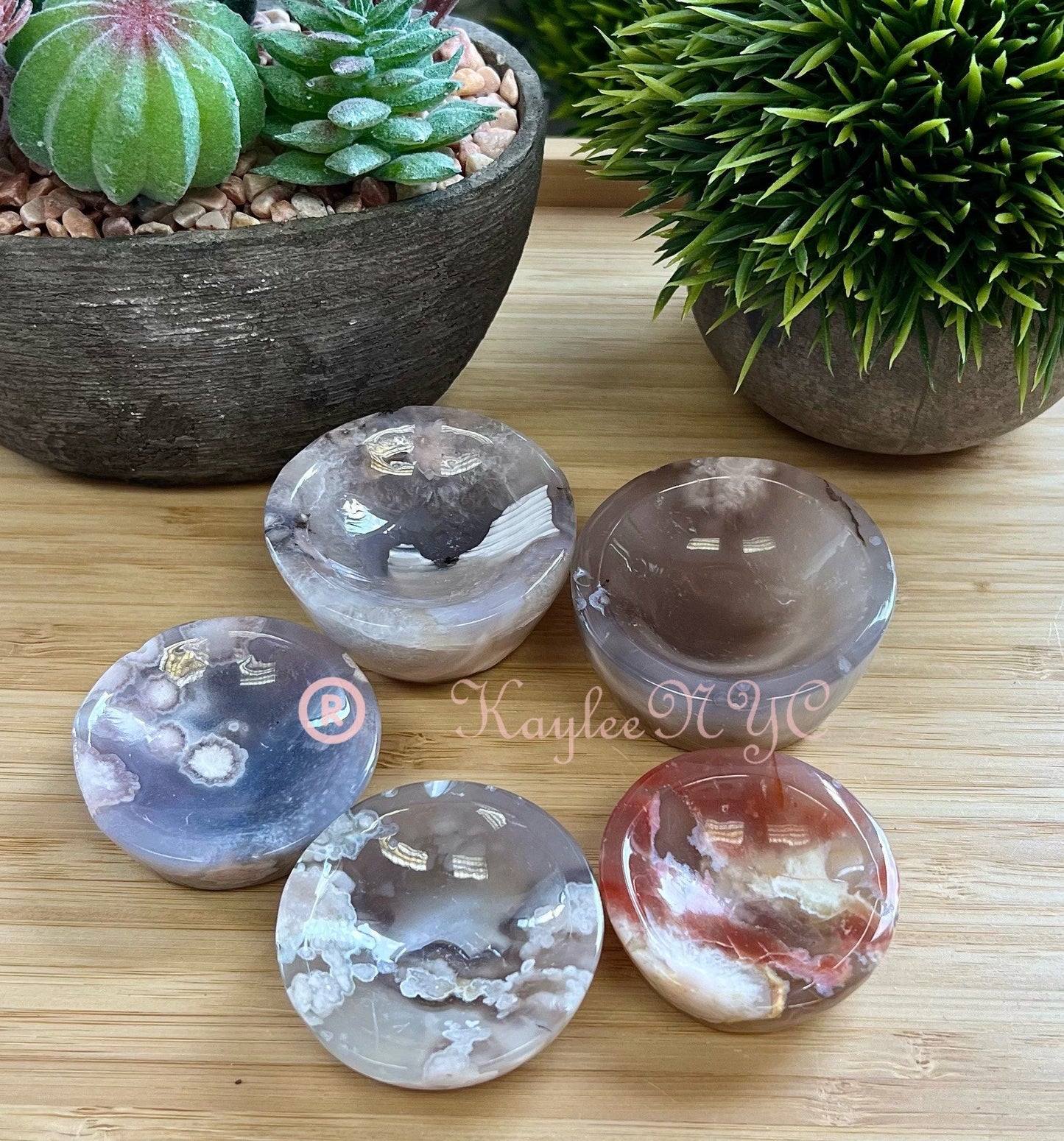 Wholesale Lot 5-8 pcs Natural Flower Agate Bowls Crystal Healing Energy 0.9 to 1 lb