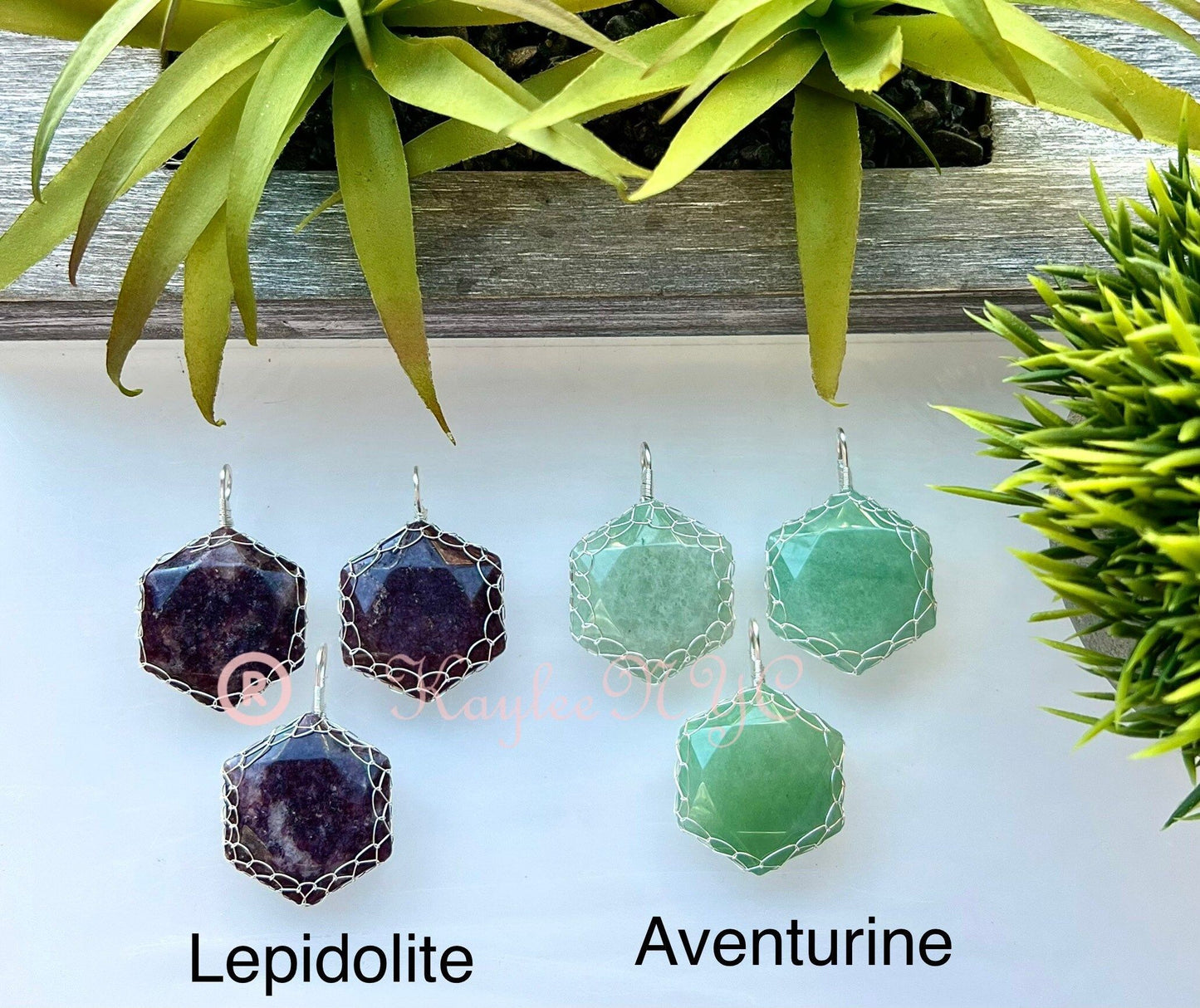 Wholesale Lot 12 Pcs Hexagon Hand Wrapped Pendant Crystal Healing Energy