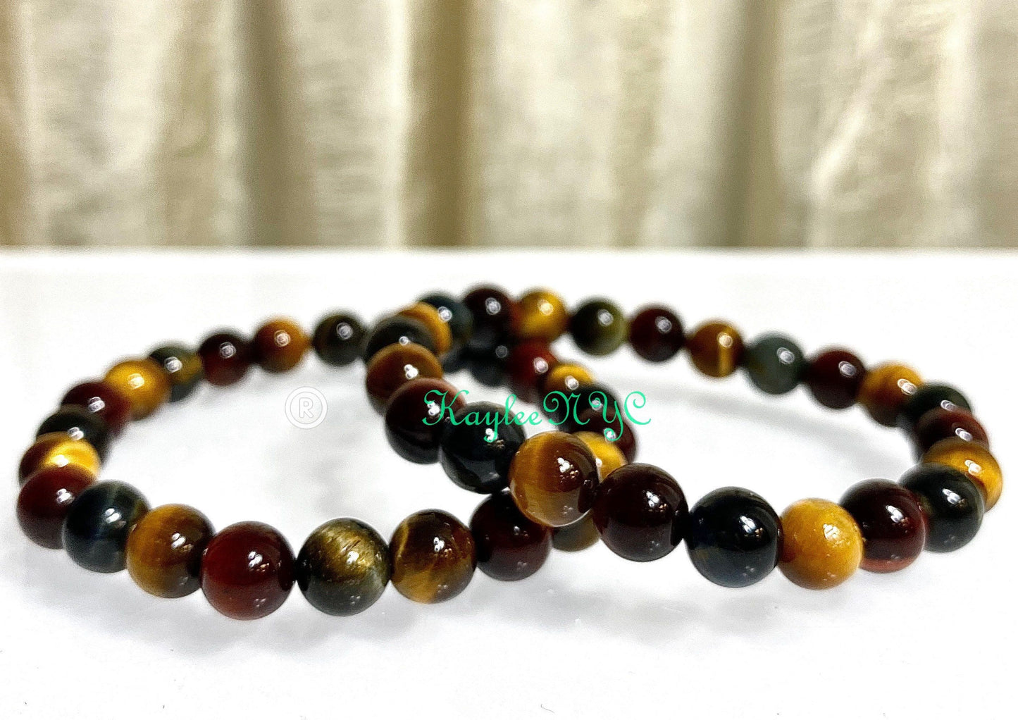 Wholesale Lot 6 Pcs Mix Tiger Eye 8mm 7.5” Crystal Healing Stretch Bracelet