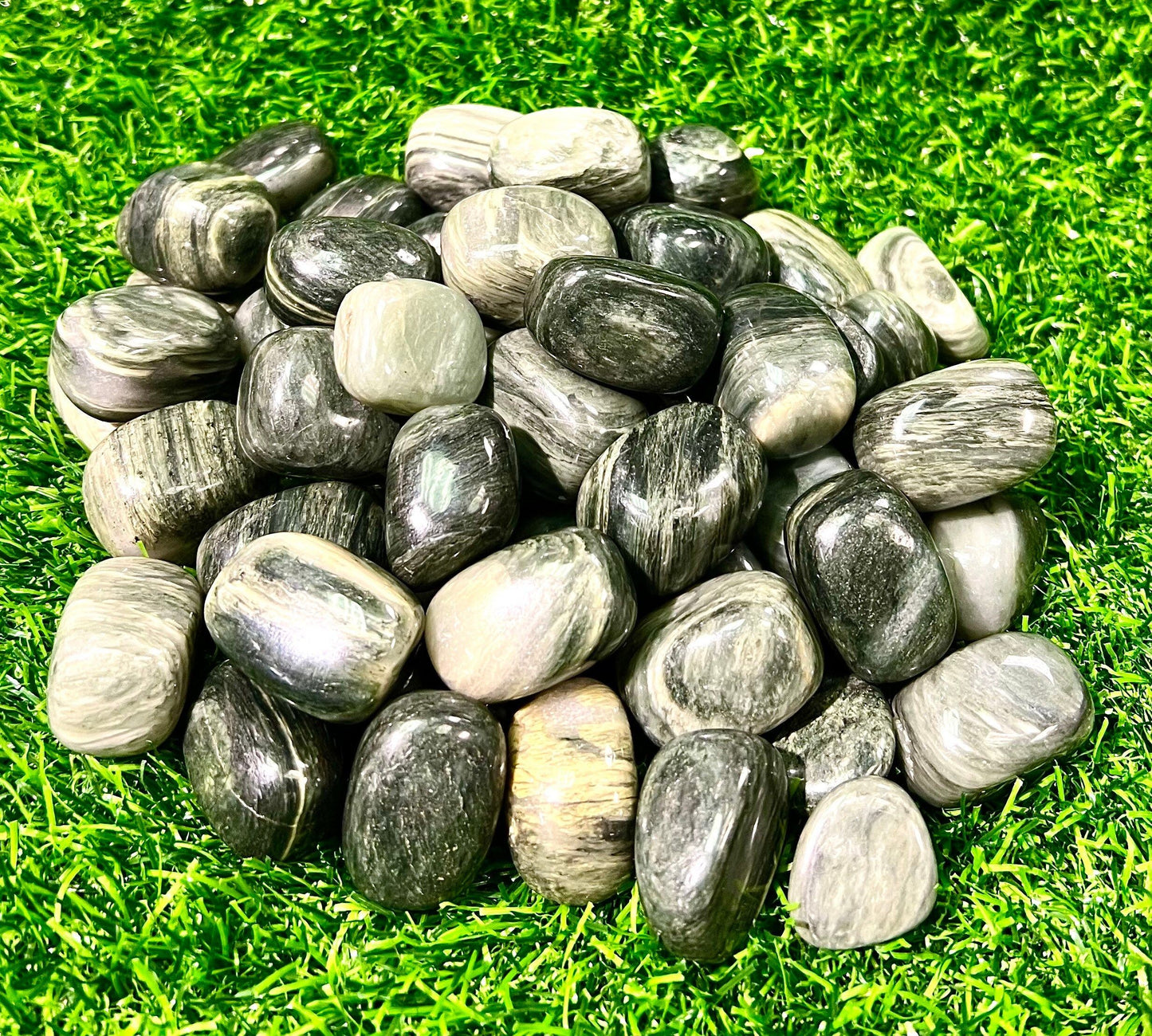 Wholesale Lot 2 lbs Natural Green Hair Jasper Tumble Crystal Nice Quality Healing Energy